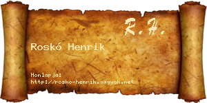 Roskó Henrik névjegykártya